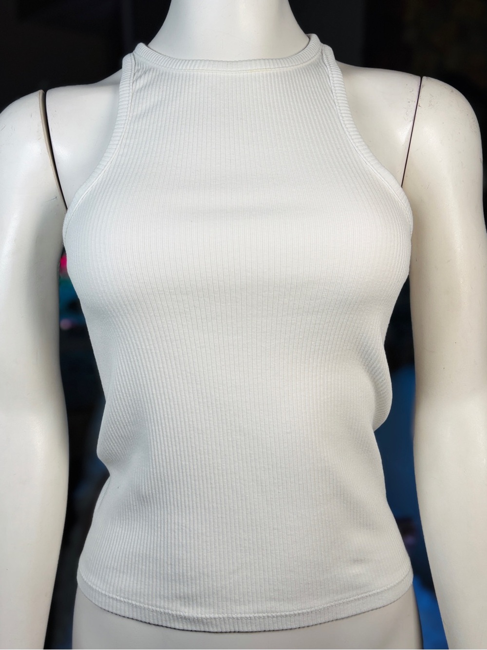 J. Crew White Cotton/Modal Stretch High Neck Ribbed Tank Top- Bundle of 3, Sz S